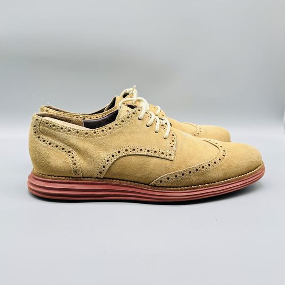 Cole Haan Shoes Mens 11 Brown Suede LunarGrand Wingtip Oxford Casual Dress - Picture 1 of 10